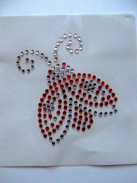 zauberhafter Käfer Glückskäfer Strass Hotfix Hotglue Bügelbild Bügelmotiv