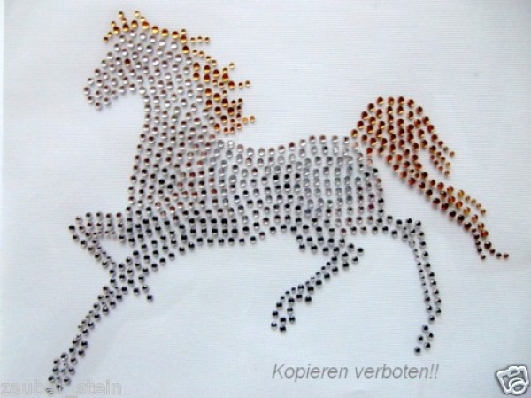 Traum Pferd Strass Bügelbild Schabracke Reiten Hotfix