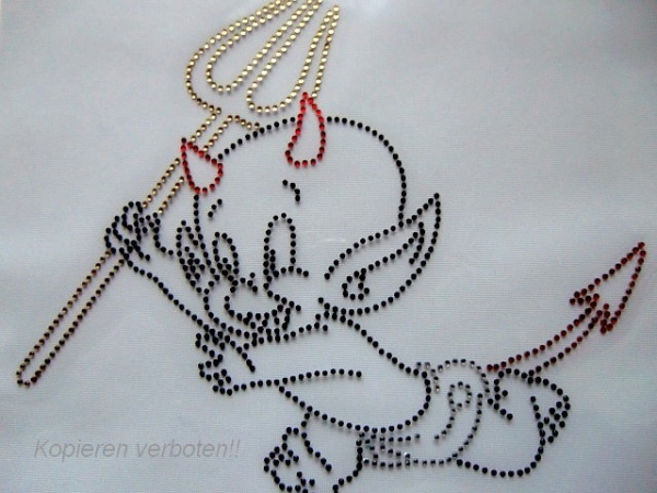 Windel Teufel Teufelchen Strass Bügelbild so süß Hotfix