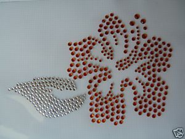 Hibiskus Blüte Strass HOTFIX HOTGLUE Bügelbild Applikation