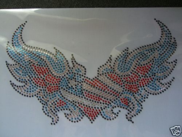 Herz mit Flügeln Strass Bügelbild Hotfix Hotglue