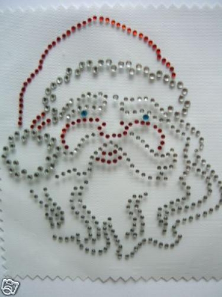 großer Nikolaus Weihnachtsmann Kopf Strass Hotfix Bügelbild