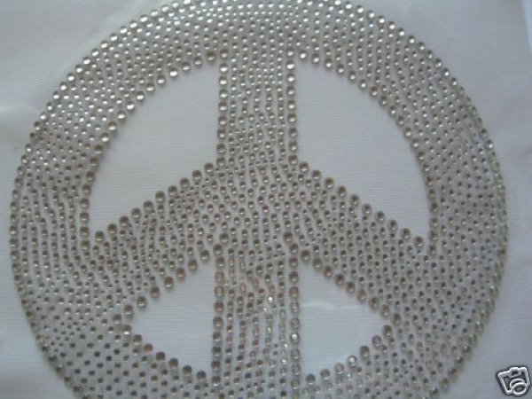 Riesen Peace 20x20cm!!! Hotfix Hotglue Applikation Strass EDEL