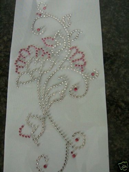 Blüten Bordüre Ornament Strass HOTFIX HOTGLUE Bügelbild Applikation