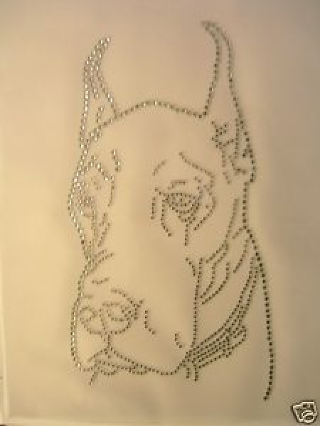 Deutsche Dogge Hund Strass Hotfix Hotglue Bügelbild Bügelmotiv