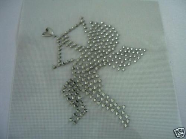 zauberhafter Engel Bügelbild Strass Klar Hotfix Hotglue Strass