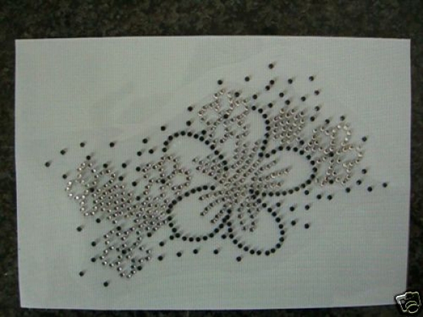 Blüten Bordüre Ornament Strass HOTFIX HOTGLUE Bügelbild Applikation