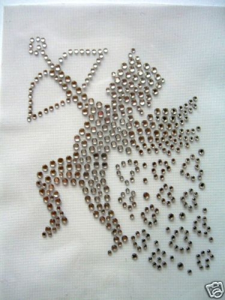 Engel Amor Herzen Bügelbild Strass Klar Hotfix Hotglue Strass