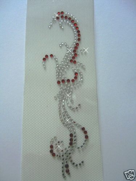 Traum Ornament Rot Strass HOTFIX HOTGLUE Bügelbild Applikation