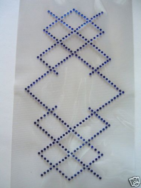 Ornament Bordüre Strass Hotfix Royal Blau Bügelbild Schiebevorhang Gardine Shirt