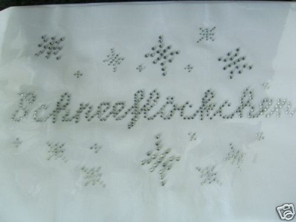 Schneeflöckchen Schriftzug Strass Hotfix Bügelbild süß