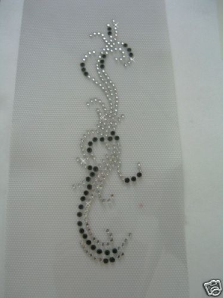 Traum Ornament Schwarz Strass HOTFIX HOTGLUE Bügelbild Applikation
