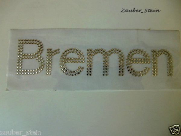 Bremen Schriftzug Strass Hotglue Hotfix Bügelbild