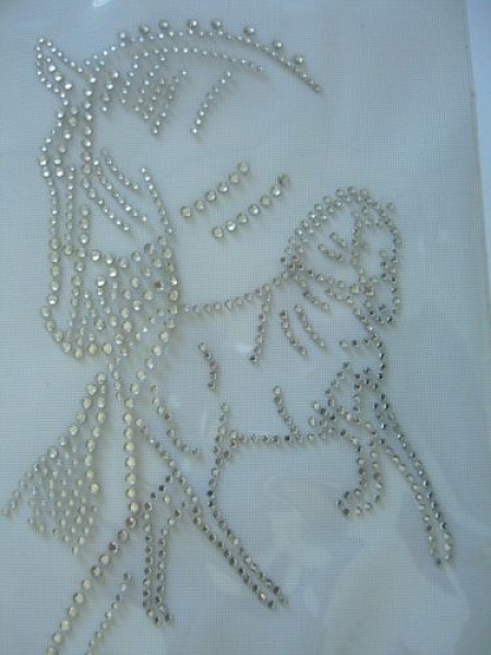 Traumhaftes Pferd Pferde Tunier  Bügelbild Strass Hotfix Hotglue Strass