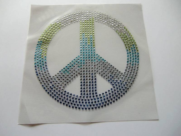Riesen Peace Applikation Strass Flower Power Hotfix