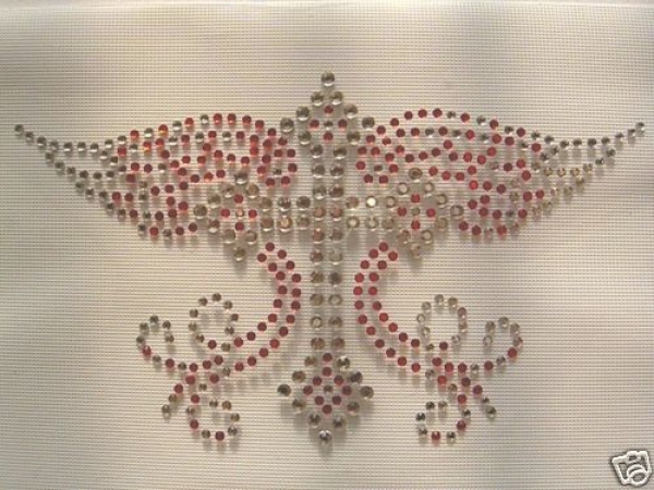 Kreuz mit Flügel Barock Strass HOTFIX HOTGLUE Bügelbild Applikation