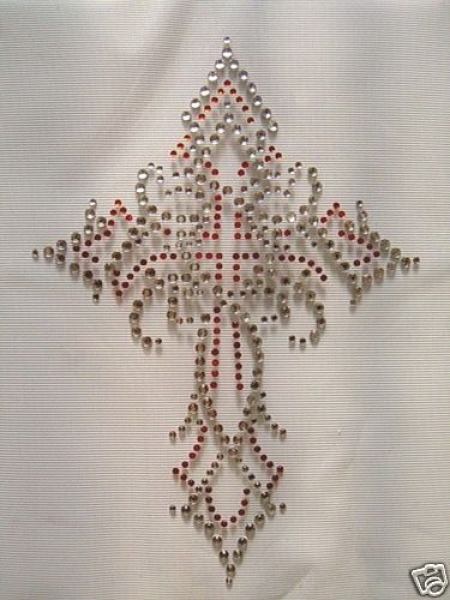 Traum Kreuz Barock Bügelbild Strass HOTFIX HOTGLUE Bügelbild Applikation