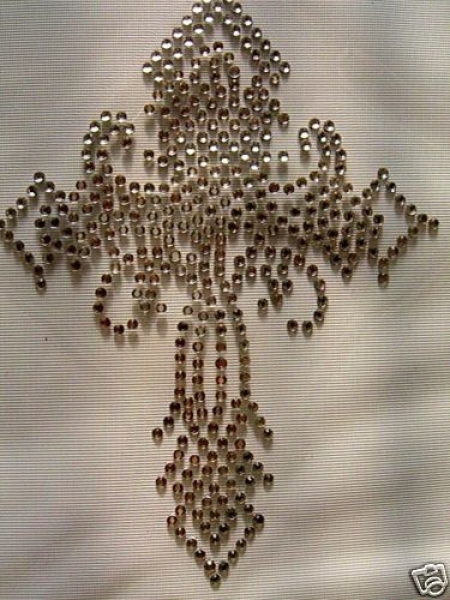 Traumhaft schönes  Kreuz Strass HOTFIX HOTGLUE Bügelbild Applikation