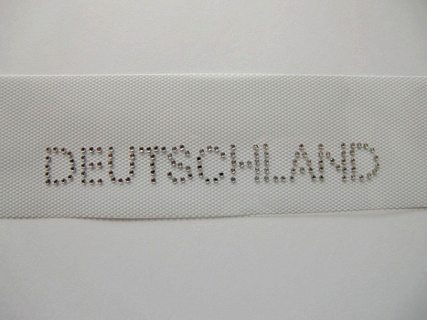 Deutschland Schriftzug WM Abzeichen Strass Hotglue Hotfix Bügelbild
