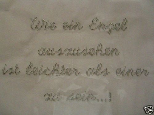 Wie ein Engel....Bügelbild Schriftzug Strass Hotfix Hotglue Strass