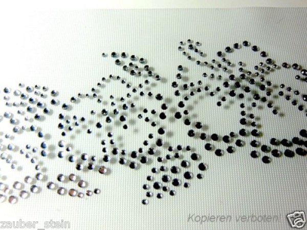 Hibiskus Ranke Glanz und Edel  Bügelbild Strass HOTFIX HOTGLUE Bügelbild Applikation