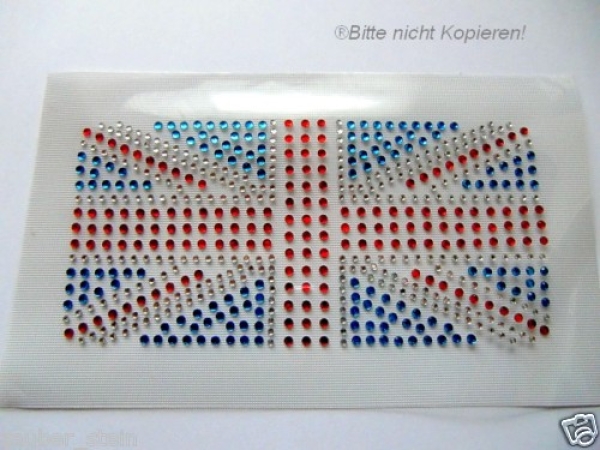 Traum Wappen Flagge GB Strass Hotfix Hotglue Bügelbild WOW
