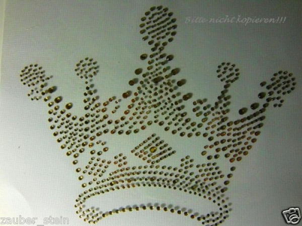 Krone Gold Strass Bügelbild Hotfix Hotglue zauberhaft für Shirt Jacke