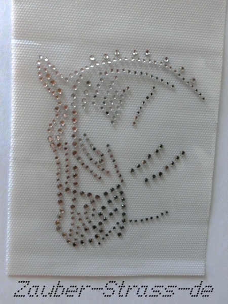 Pferdekopf Pferd Pferde Klar HOTFIX Bügelbild Strass Wappen