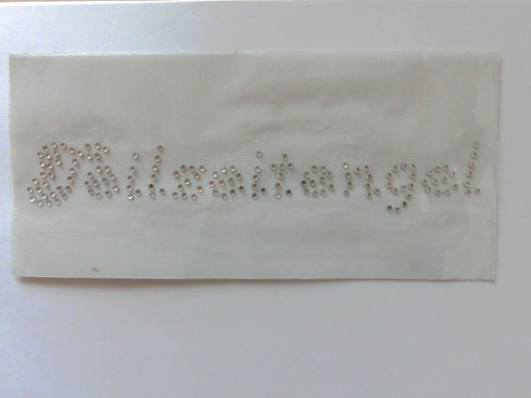 Teizeitengel Schriftzug Strass Hotglue Hotfix Bügelbild