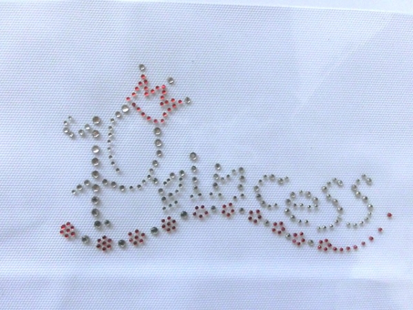 Princess Bordüre Krone Schriftzug Strass Hotglue Hotfix Bügelbild