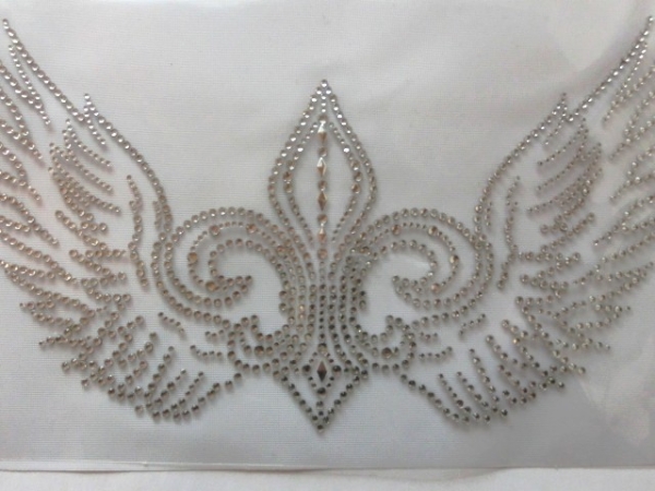 Lilie Fleur Flügel Strass Hotfix Bügelbild Schiebevorhang Tischdecke Shirt Jacke