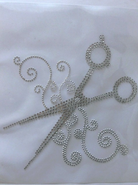 Luxus Strass Studs Schere Bügelbild Friseur Frisör Hotfix Friseurumhang Kittel