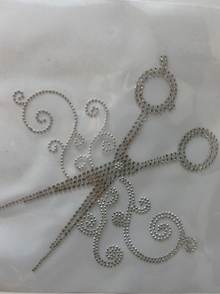 Luxus Strass Studs Schere Bügelbild Friseur Frisör Hotfix Friseurumhang Kittel