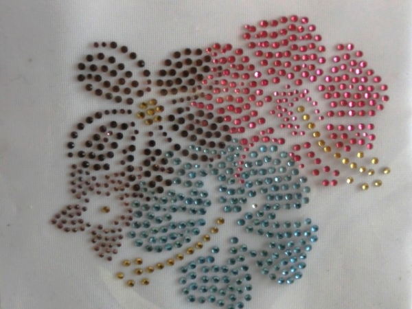 Bunte Hibiskus Blüten Bügelbild STRASS  Hotfix ; Shirt Jacke Bluse Tischdecke