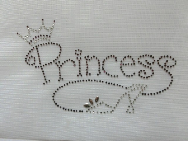Princess Schuh Krone Schriftzug Strass Hotglue Hotfix Bügelbild
