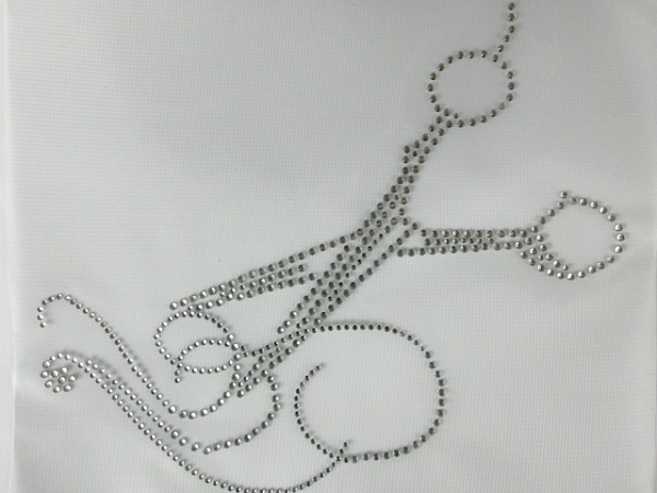 XXL 30x26cm!!! Strass Haare Schere Bügelbild Friseur Frisör Hotfix Friseurumhang