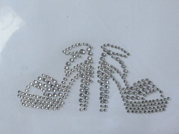 Pöms Pömps Pumps Stiletto High Heels Schuhe Strass Hotglue Hotfix Bügelbild