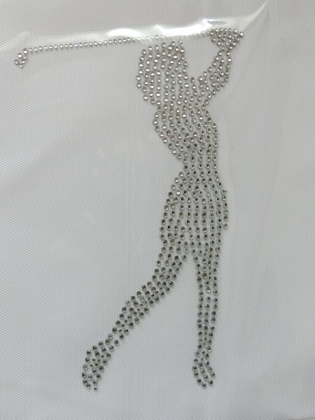 Golf Golferin  Hotfix Hotglue Bügelbild Strass Sporttasche  Shirt Tasche