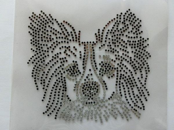 Pappillon Hund Hotfix Bügelbild Shirt Strass Hundeschule Hundezucht Hundeleine