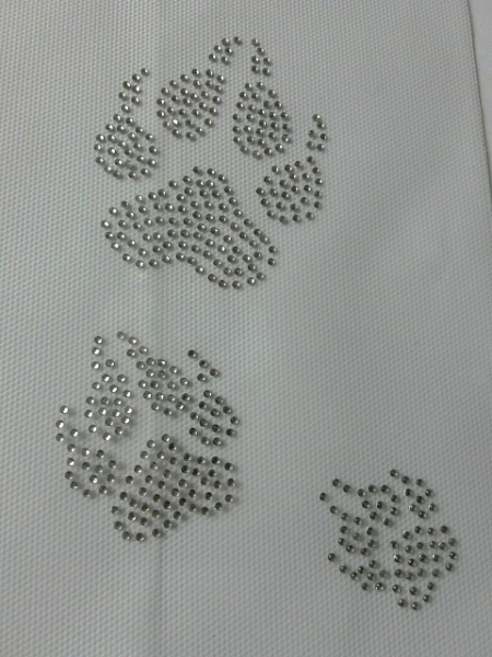 Hundespur 3 Pfoten Pfotenspur Hotfix Bügelbild Strass Shirt Jacke Hundzucht