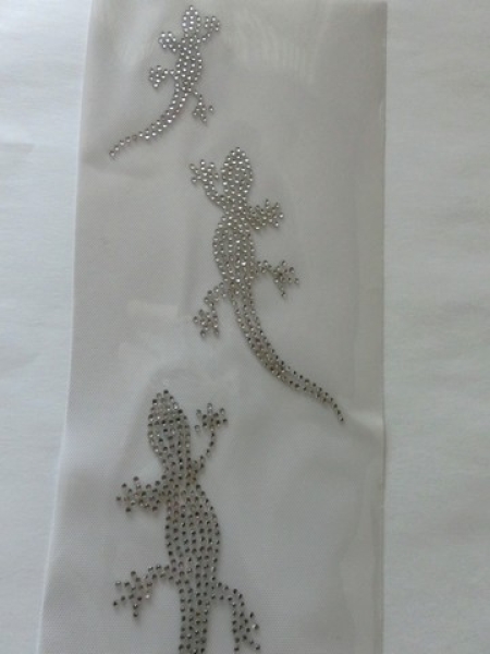 3 Stück Echse Gecko Salamander Strass Hotfix Hotglue Bügelbild Shirt Hose Jacke Tasche