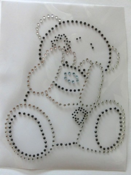 Teddy Bär Teddybär Bügelbild Strass Shirt Hotfix Jacke Bügelmotiv Aufbügler