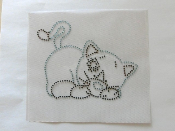 Katze Hotglue Hotfix Strass Bügelbild Bügelmotiv so süß