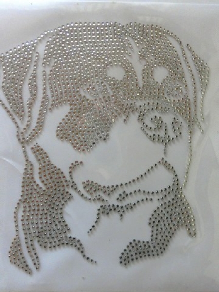 Rottweiler Hund Hotfix Bügelbild Strass für T-Shirt Hundezucht Hundeleine HundesofaHotglue Bügelbild Bügelmotiv