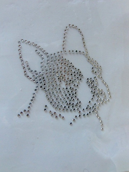 Französische Bulldogge Strass Bügelbild Hotfix Hotglue für Hundeschule Shirt etc.