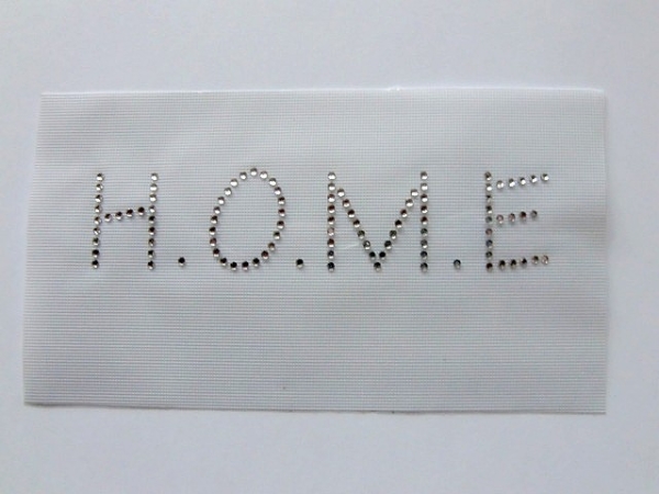HOME Schriftzug Strass Hotglue Hotfix Bügelbild