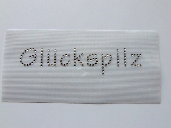 Glückspilz Schriftzug Strass Hotglue Hotfix Bügelbild Shirt Jacke