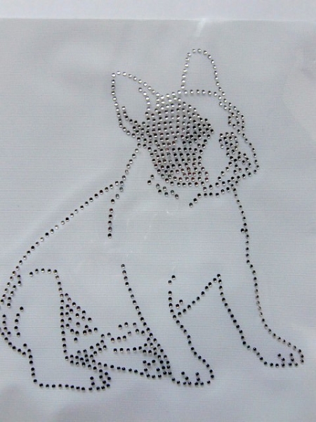 Fr. Bulldogge Hund Strass Hotfix Hotglue Bügelbild Bügelmotiv