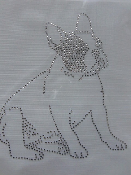 Fr. Bulldogge Hund Strass Hotfix Hotglue Bügelbild Bügelmotiv