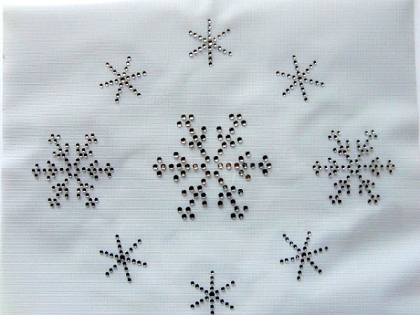 9 Sterne Eiskristall Schneeflocke Strass Hotfix Bügelbild